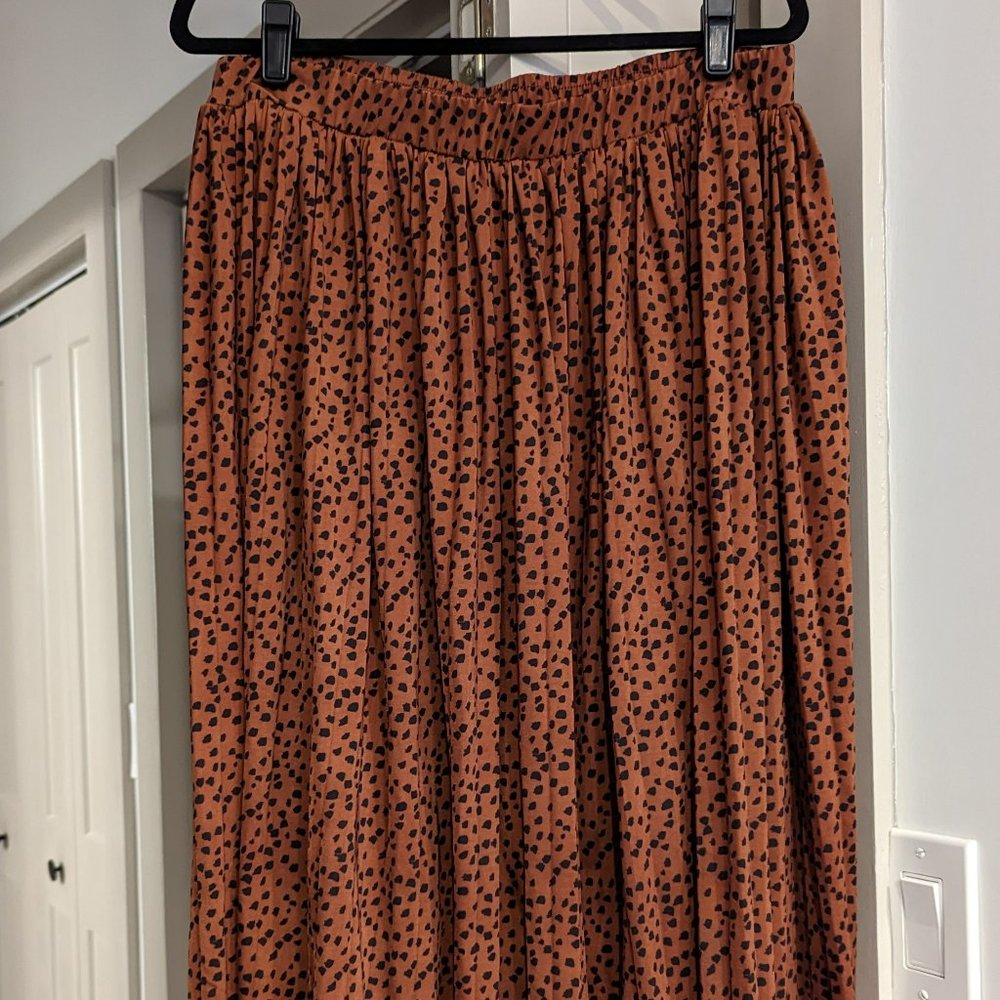 Eloquii Elements - Copper/Rust Polka Dot Midi Skirt
